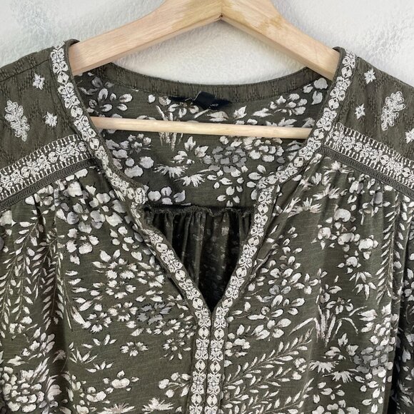 Lucky Brand Womens Plus 1X Floral Embroidered Blouse Boho Long Sleeve Shirt Top - Picture 7 of 10